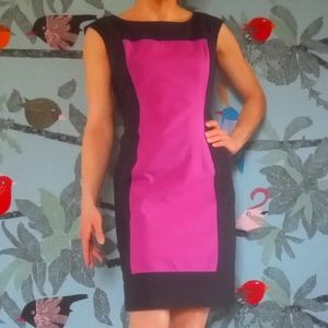 Purple and Black Color Block Shift Dress